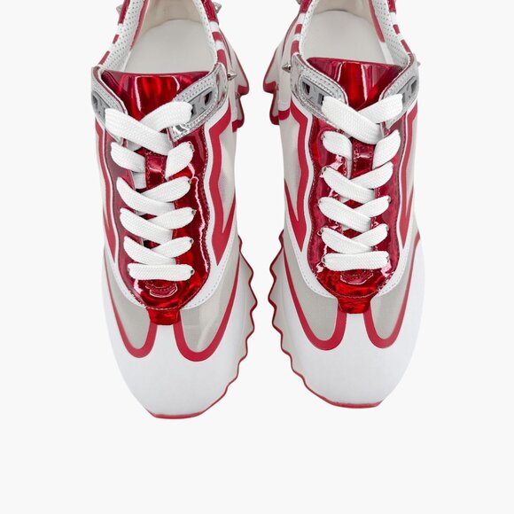 Christian Louboutin Sharkina Mesh Sneakers Size 37 US 7 White Red Loubishark 49 - Picture 5 of 15